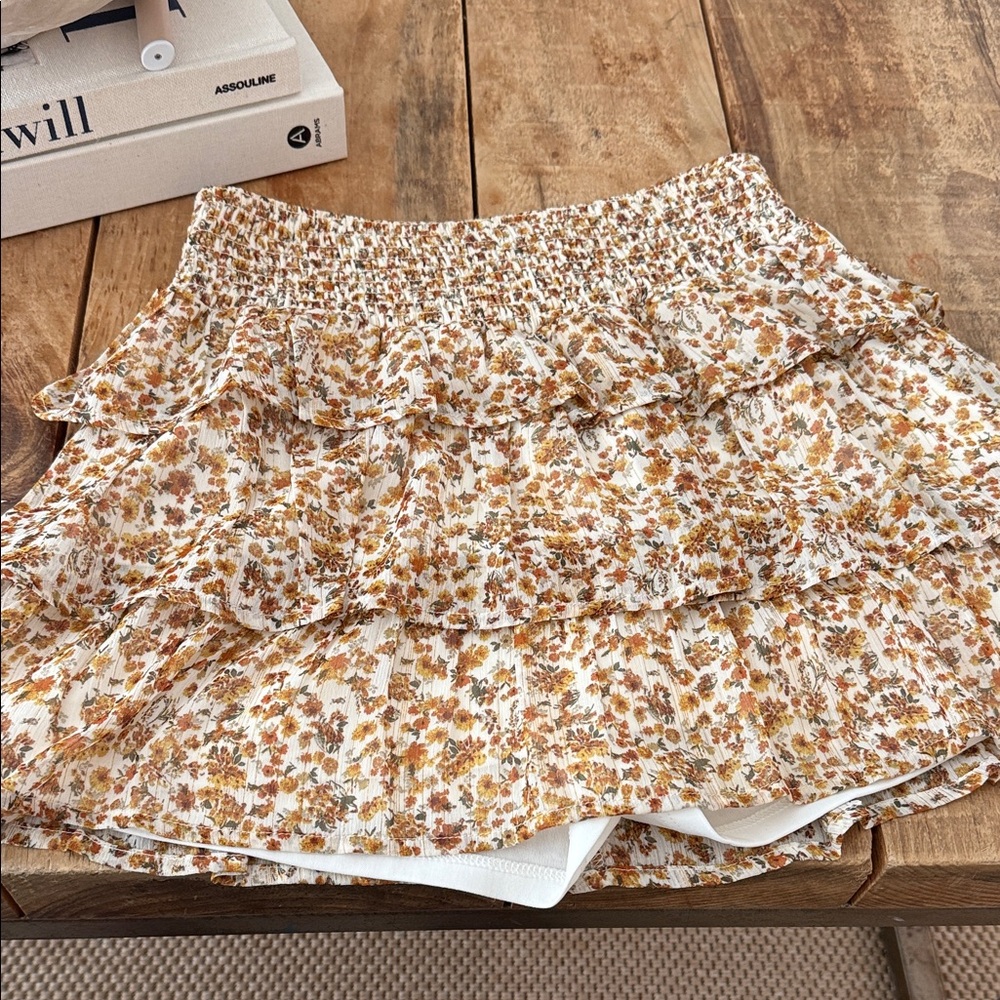 Altar'd State Floral Mini Skirt - Brown and Cream